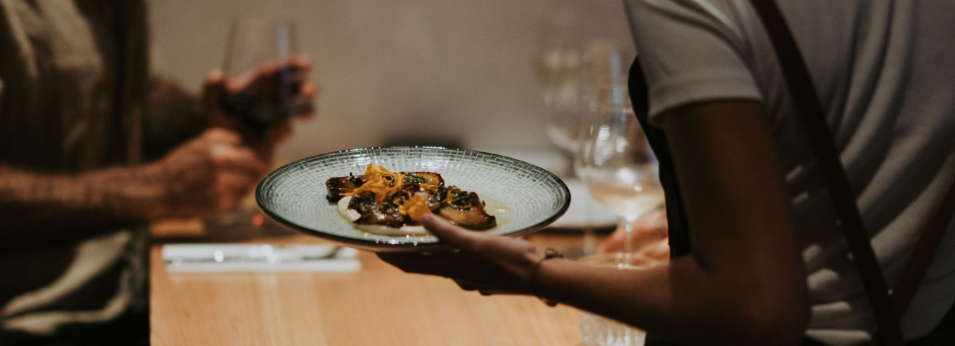 Food being served at Wayfinder cellar door